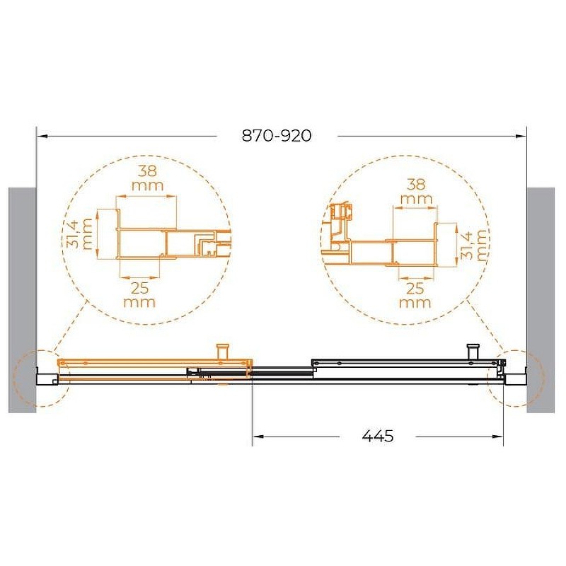 Душевая дверь Cezares Molveno 90 MOLVENO-BF-3-90-C-GM-IV