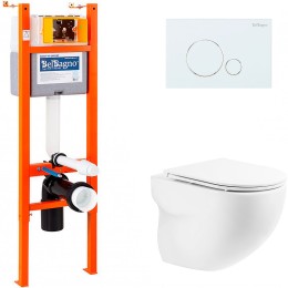 Комплект унитаза с инсталляцией BelBagno Onda BB066CHR/BB870SC/BB004-40 EXPERT/BB014-SR-BIANCO
