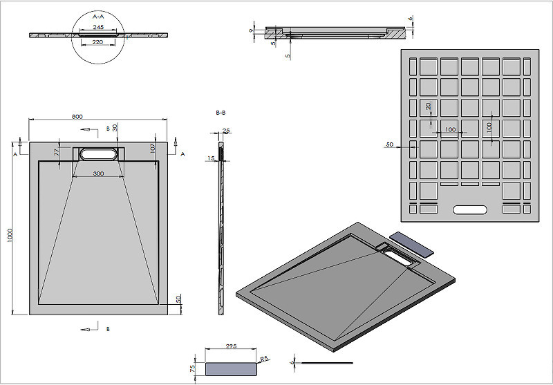 Душевой поддон из искусственного камня Vincea 100x80 VST-4SRL8010A