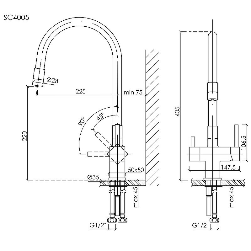 Смеситель для кухни Sancos Arno SC4005CH Хром Черный