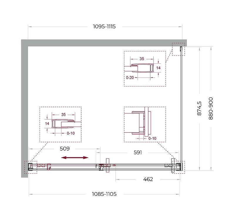 Душевой уголок BelBagno Soft Close-1 110x90 SOFT_CLOSE-1-AH-1-110/90-C-GM