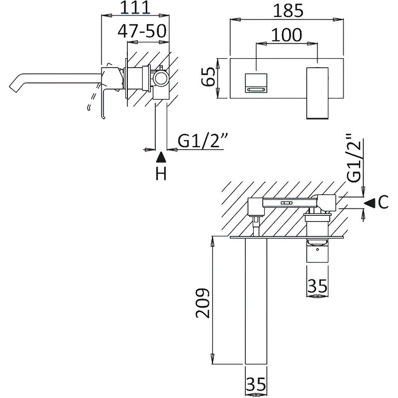 Смеситель для раковины Cezares Porta-BLI-01-W0