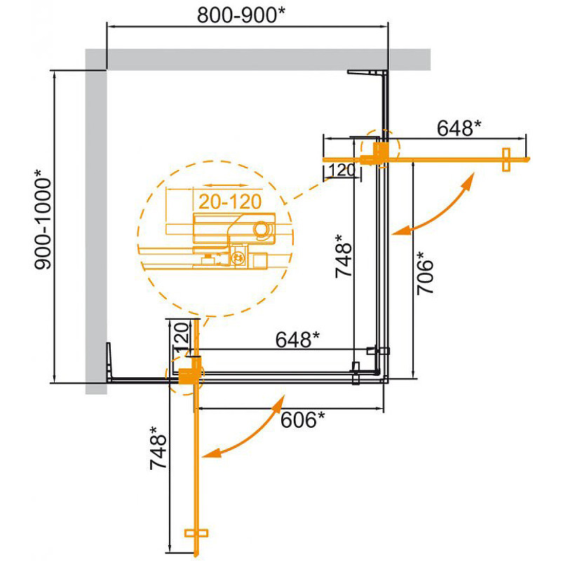 Душевой уголок Cezares Slider 100х90 SLIDER-AH-2-80/90-90/100-C-Cr