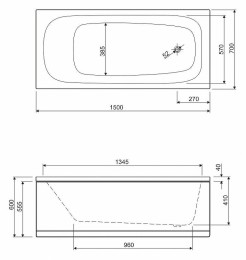 Акриловая ванна Cezares Eco 150х70 ECO-150-70-41-W37