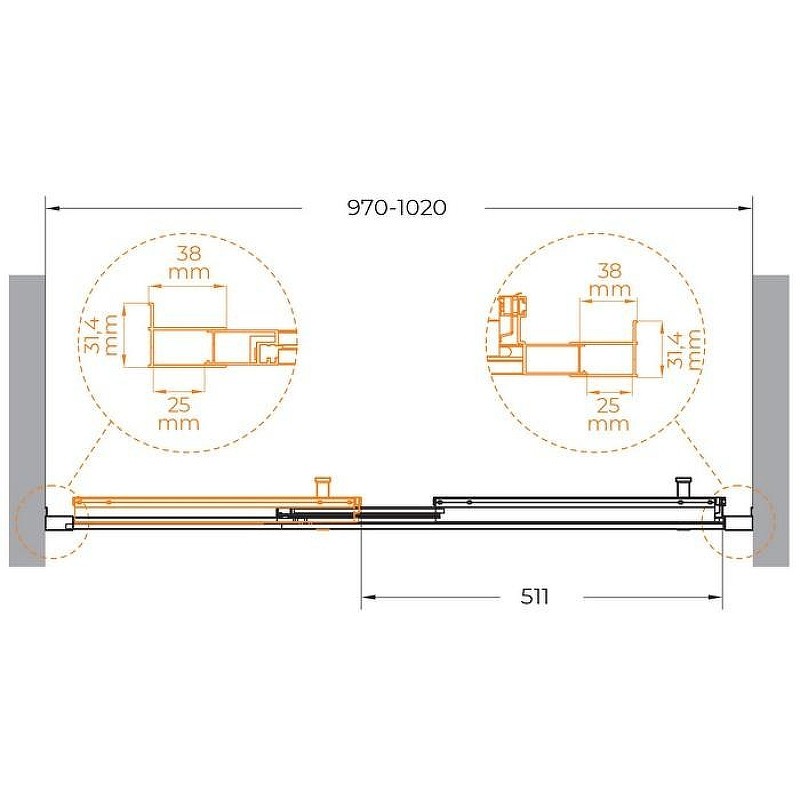 Душевая дверь Cezares Molveno 100 MOLVENO-BF-3-100-C-GM-IV