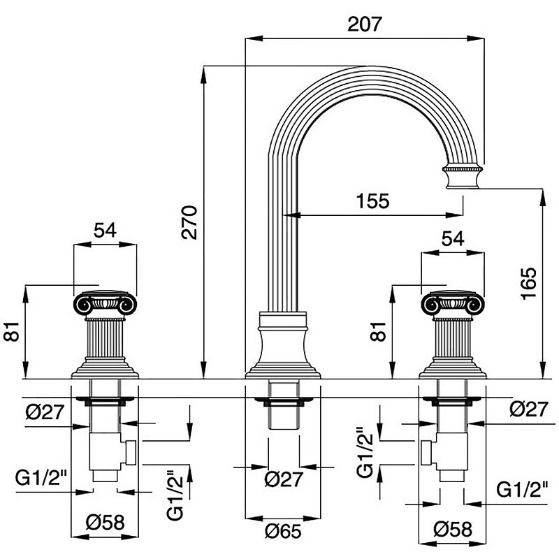Смеситель для раковины Cezares Olimp OLIMP-BLS2-A-03/24-M
