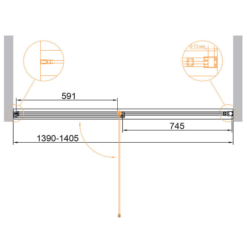 Душевая дверь Cezares Urban 140 URBAN-B-12-140-C-NERO