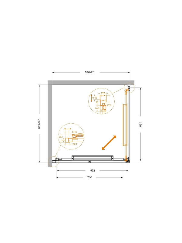 Душевой уголок Cezares Lux 90x90 LUX-A-FS-1-90-C-GM