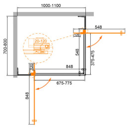 Душевой уголок Cezares Slider 110x80 SLIDER-AH-2-70/80-100/110-GRIGIO-NERO