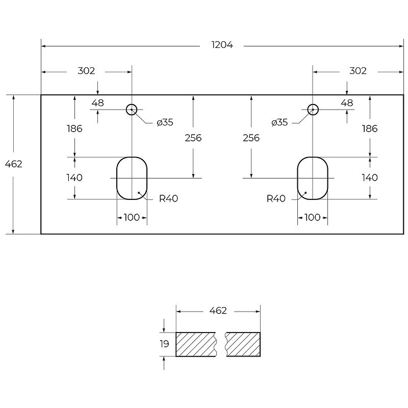 Столешница под раковину BelBagno 120 EK-120-2-BL