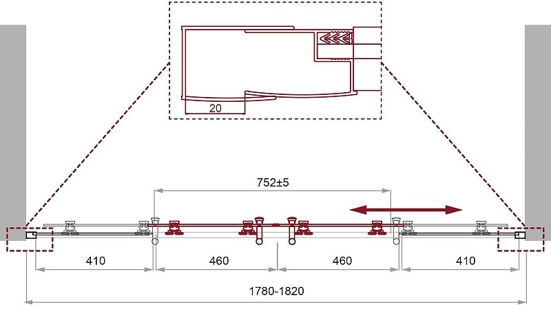 Душевая дверь BelBagno Uno 180 UNO-195-BF-2-180-C-Cr