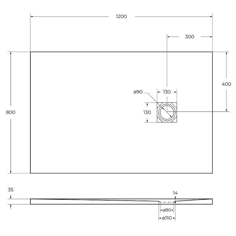 Душевой поддон из искусственного камня BelBagno Uno 120x80 TRAY-MR-UNO-AH-120/80-35-NERO