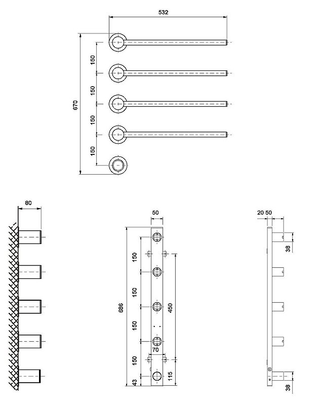 Электрический полотенцесушитель Vincea VTD-2H1BG