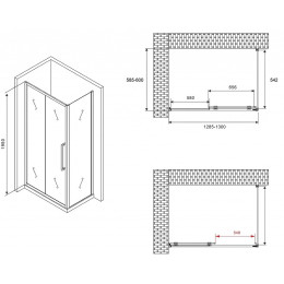 Душевой уголок Abber Schwarzer Diamant 130x60 AG30130MH-S60M профиль Хром стекло матовое