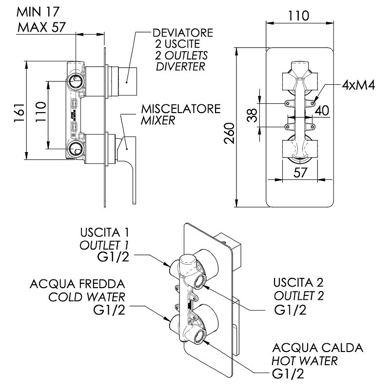 Смеситель для душа Remer Absolute AU92BG