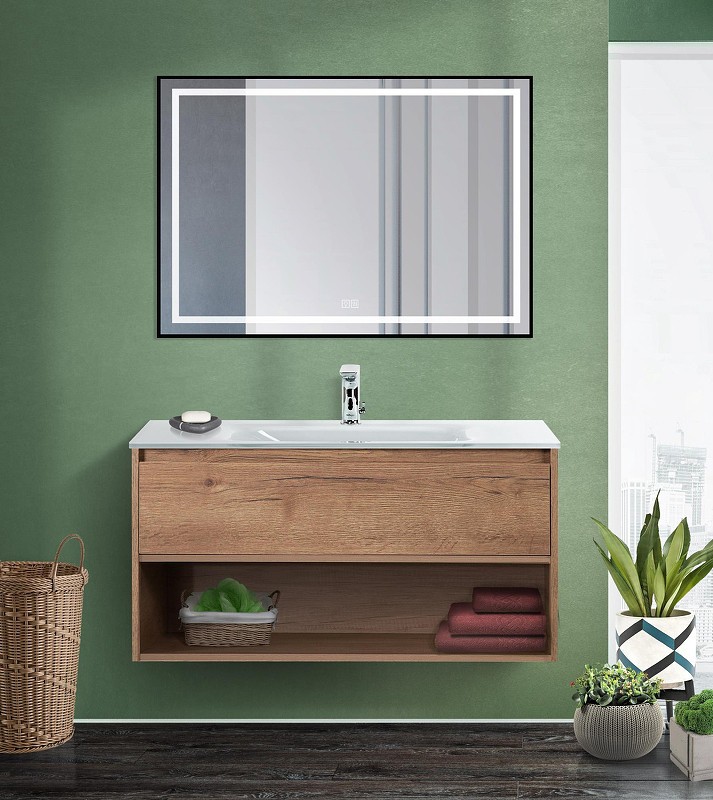 Зеркало BelBagno Kraft 100 SPC-KRAFT-1000-800-LED-TCH-WARM-NERO с подсветкой