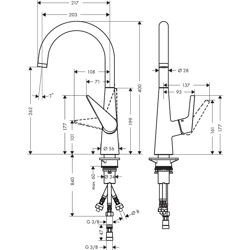Смеситель для кухни Hansgrohe Talis S 72812000 Хром
