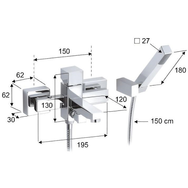 Смеситель для ванны Remer SQ3 S023