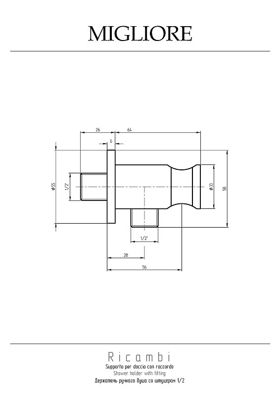 Шланговое подключение Migliore Ricambi 30894 цвет Хром
