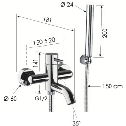 Смеситель для ванны Remer X-Style X02VO