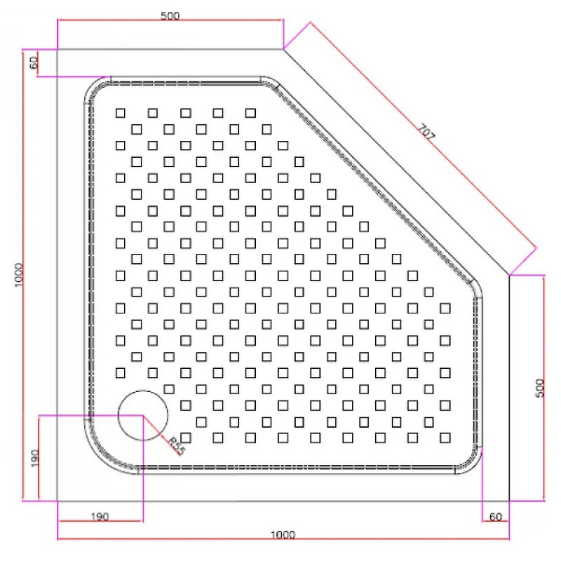 Акриловый поддон для душа Cezares Tray A 100x100 TRAY-A-P-100-15-W