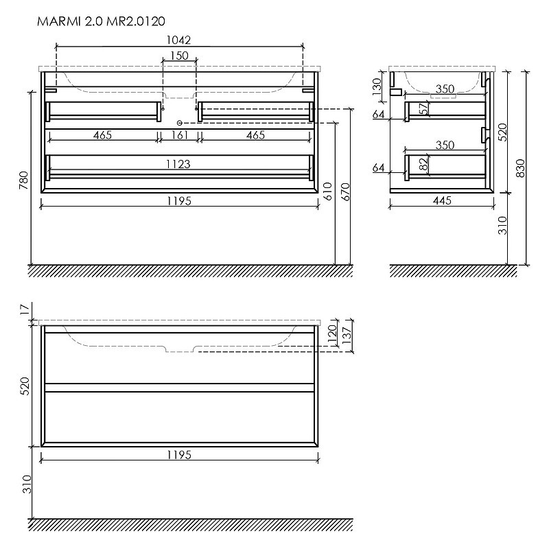 Тумба под раковину Sancos Marmi 2.0 120 MR2.0120EG подвесная Дуб галифакс натуральный