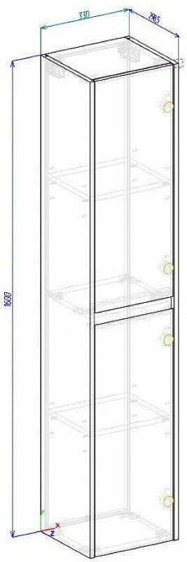 Шкаф пенал BelBagno Kraft 33 R KRAFT-1600-2A-SC-RT-R подвесной