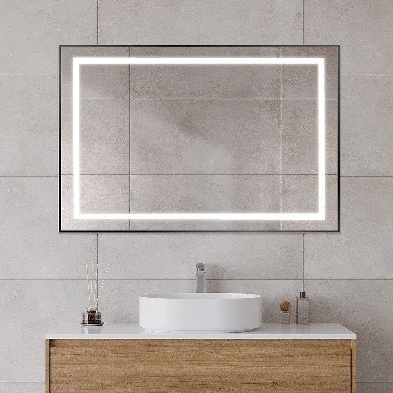 Зеркало BelBagno Kraft 120 SPC-KRAFT-1200-800-SENS-NERO с подсветкой