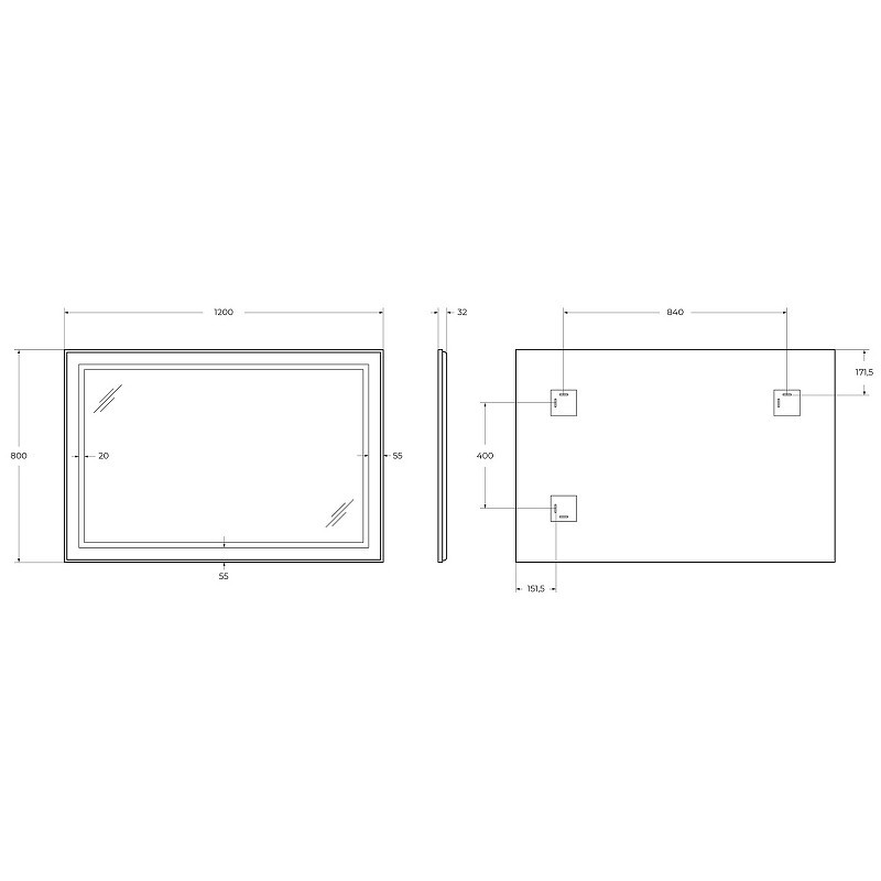 Зеркало BelBagno Kraft 120 SPC-KRAFT-1200-800-SENS-NERO с подсветкой