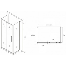 Душевой уголок Abber Schwarzer Diamant 160x85 AG30160H-S85-S85 профиль Хром стекло прозрачное