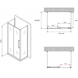 Душевой уголок Abber Schwarzer Diamant 100x50 AG30100H-S50-S50 профиль Хром стекло прозрачное