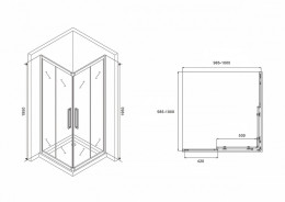 Душевой уголок Abber Schwarzer Diamant 100х100 AG02100BH профиль Черный стекло прозрачное