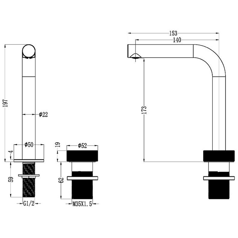 Смеситель для раковины Boheme Tech 158-SGM