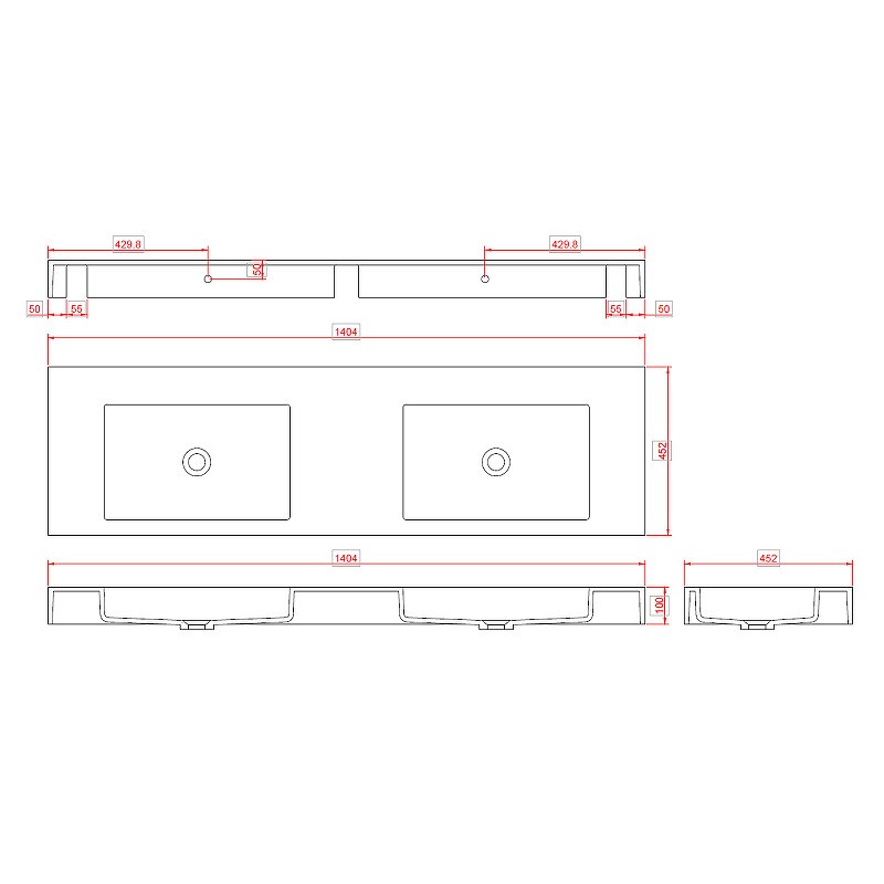 Раковина Boheme Armadi Art Flat 140 888-140 двойная