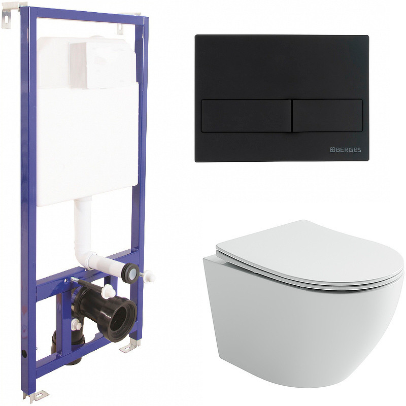 Комплект унитаза Ceramicanova Uno Rimless CN11001 с инсталляцией Berges Novum L5 040215