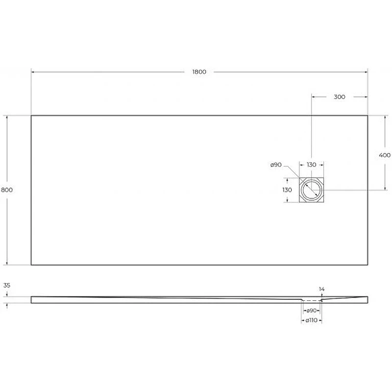 Душевой поддон из искусственного камня BelBagno Uno 180x80 TRAY-MR-UNO-AH-180/80-35-W-CR