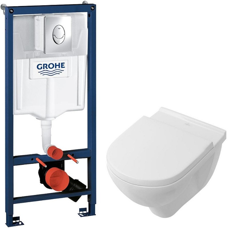 Комплект унитаза Villeroy&Boch O Novo 5660H101 с инсталляцией Grohe Rapid SL 38721001