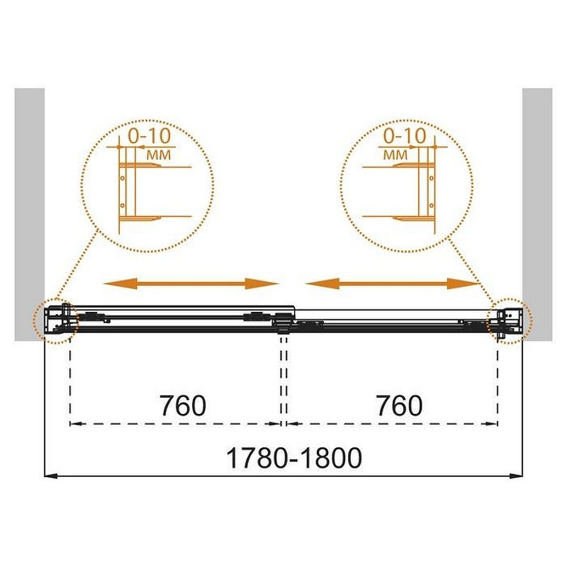 Шторка на ванну Cezares Tandem-Soft 180 TANDEM-SOFT-VF-2-180/145-C-GM-IV