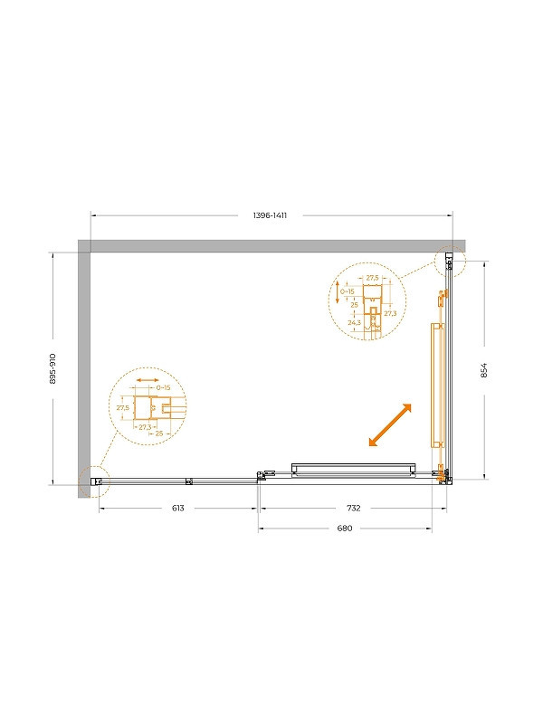 Душевой уголок Cezares Lux 140x90 LUX-AH-FS-11-140/90-C-GM