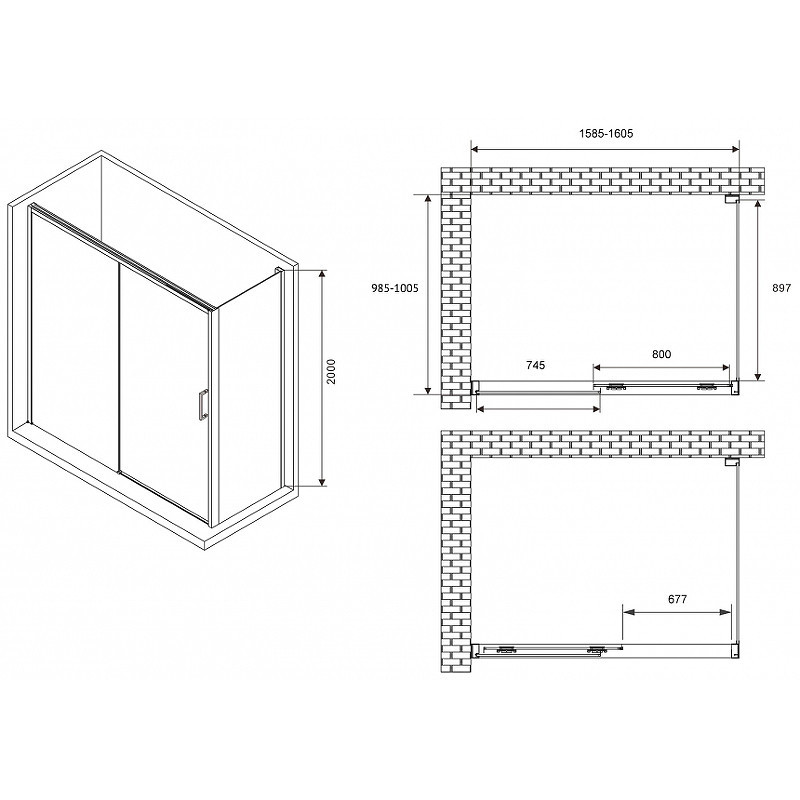 Душевой уголок Abber Komfort 160x100 AG93160B-S102B
