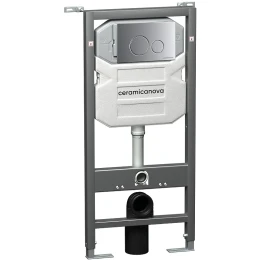 Комплект унитаза с инсталляцией Ceramicanova Metropol CN4002MB_1001M_1000 с сиденьем Микролифт и клавишей смыва Хром матовый