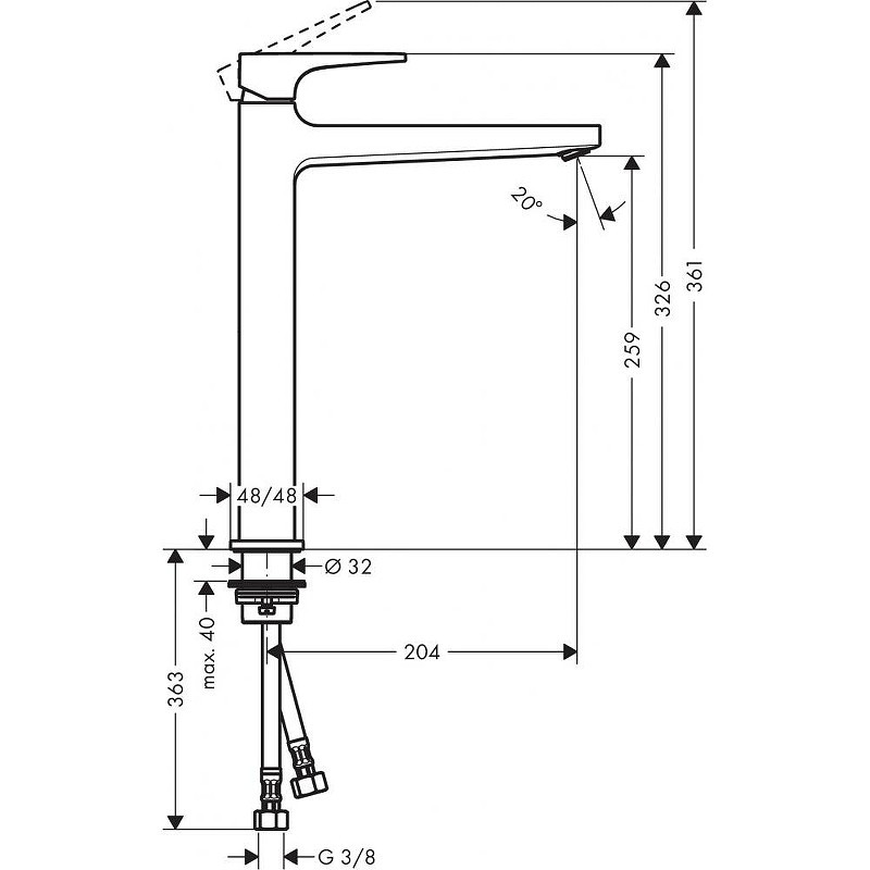 Смеситель для раковины Hansgrohe Metropol 32512670 черный матовый