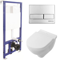 Комплект унитаза Villeroy&Boch O Novo 5660H101 с инсталляцией Berges Novum L3 040213 с сиденьем Микролифт и клавишей смыва Хром