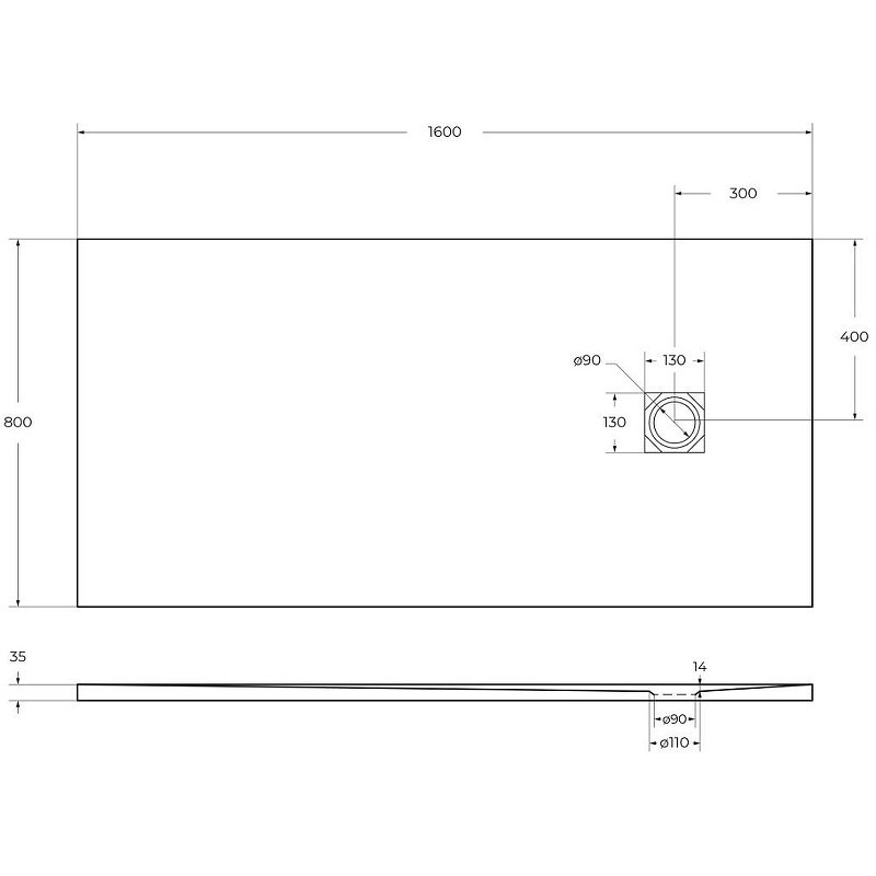 Душевой поддон из искусственного камня BelBagno Uno 160x80 TRAY-MR-UNO-AH-160/80-35-W-BO