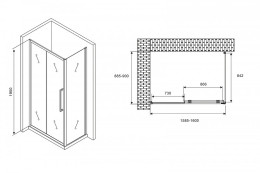 Душевой уголок Abber Schwarzer Diamant 160x90 AG30160H-S90 профиль Хром стекло прозрачное