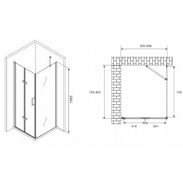 Душевой уголок Abber Zart 90x80 AG08090P-S81 профиль Хром стекло прозрачное