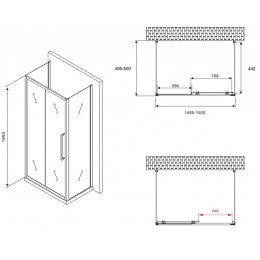 Душевой уголок Abber Schwarzer Diamant 150x50 AG30150H-S50-S50 профиль Хром стекло прозрачное
