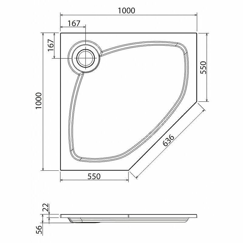 Душевой поддон из искусственного камня Cezares Tray S 100х100 TRAY-S-P-100-56-W
