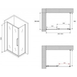 Душевой уголок Abber Schwarzer Diamant 100x60 AG30100H-S60 профиль Хром стекло прозрачное