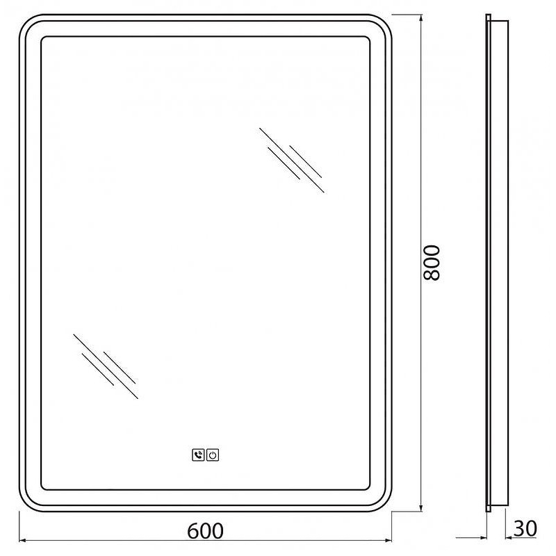 Зеркало BelBagno SPC-MAR-600-800-LED-TCH-PHONE с подсветкой